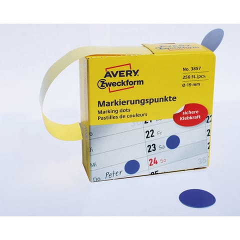 ⁨KÓŁKA AVERY śr.19mm TRWAŁE NIEBIESKIE (250)⁩ w sklepie Wasserman.eu