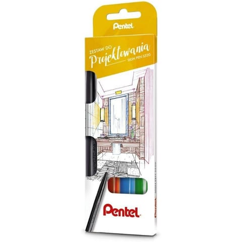 ⁨Zestaw do projektowania Pentel Sign Pen S520⁩ w sklepie Wasserman.eu