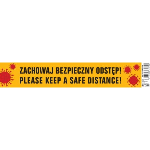 ⁨Naklejka Office Products 8x45cm "ZACHOWAJ BEZPIECZNY ODSTĘP!", ŻÓŁTY⁩ w sklepie Wasserman.eu