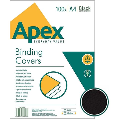 ⁨OKŁADKI DO BINDOWNICY APEX A4 SKÓROPODOBNE CZARNE (100)⁩ w sklepie Wasserman.eu