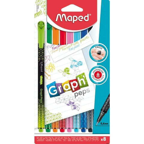 ⁨Cienkopisy Maped Graph'Peps Deco 8 kolorów⁩ w sklepie Wasserman.eu