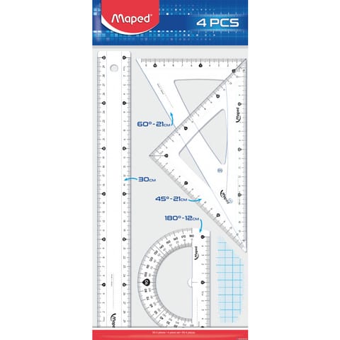 ⁨Zestaw Maped Start: linijka 30cm 2 ekierki kątomierz⁩ w sklepie Wasserman.eu