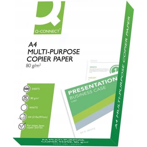 ⁨Q-Connect COPY paper, 80g/m2, whiteness 146, A4, class C, ream of 500 sheets⁩ at Wasserman.eu