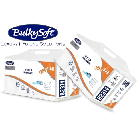 ⁨Ręczniki składane BulkySoft Luxury M-Fold 3w celuloza białe (21x120)⁩ w sklepie Wasserman.eu