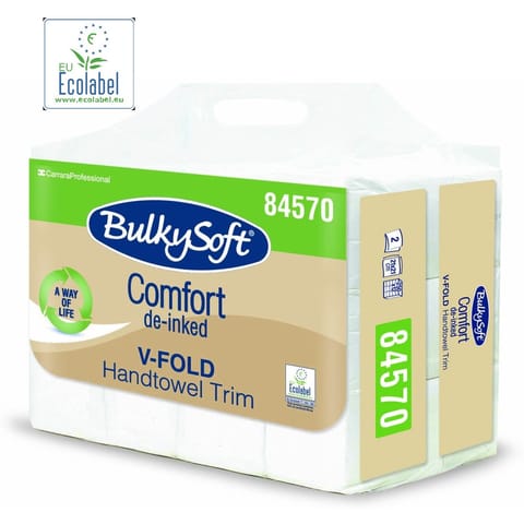 ⁨Ręczniki składane BulkySoft Comfort V-Fold 2w celuloza białe (12x250)⁩ w sklepie Wasserman.eu