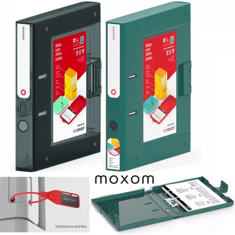 ⁨Segregator Moxom NewBinder A4/50mm transparentny czarny⁩ w sklepie Wasserman.eu