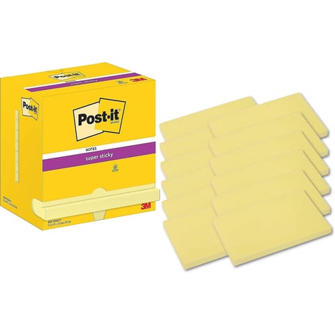 ⁨Karteczki Post-it Super Sticky 76x127mm (655-12SSCY) żółte (12x90)⁩ w sklepie Wasserman.eu