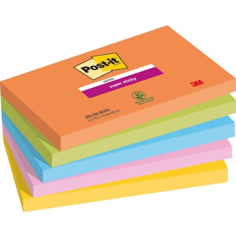 ⁨Karteczki Post-it Super Sticky 76x127mm (655-5SS-BOOS) mix kolorów (5x90)⁩ w sklepie Wasserman.eu