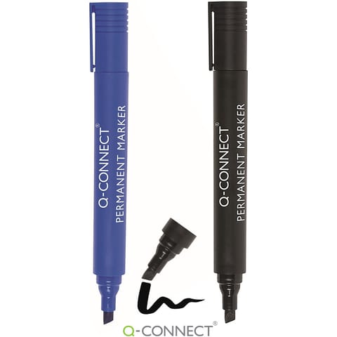 ⁨Marker permanentny Q-Connect 3-5mm ścięty niebieski, NIEBIESKI⁩ w sklepie Wasserman.eu