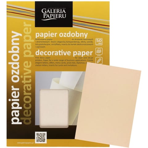 ⁨Papier ozdobny Galeria Papieru A4/110g Laid beżowy (50)⁩ w sklepie Wasserman.eu