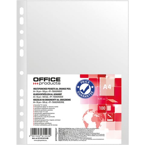 ⁨Koszulki Office Products A4/50µm groszkowe (100)⁩ w sklepie Wasserman.eu