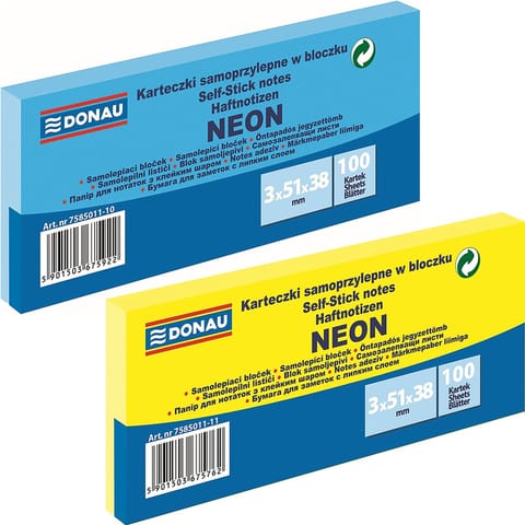 ⁨Karteczki Donau 38x51mm neon niebieskie (3x100)⁩ w sklepie Wasserman.eu