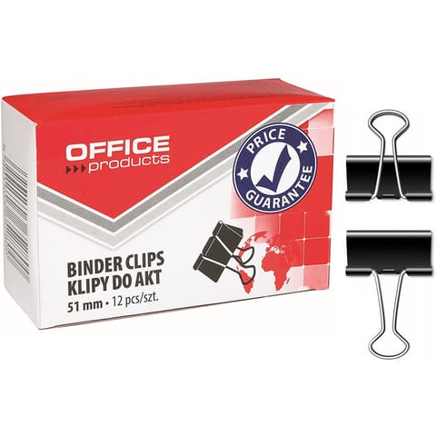 Klipy do dokumentów Office Products 51mm czarne (12) w sklepie Wasserman.eu