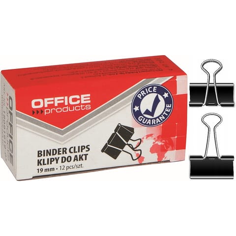 Klipy do dokumentów Office Products 19mm czarne (12) w sklepie Wasserman.eu
