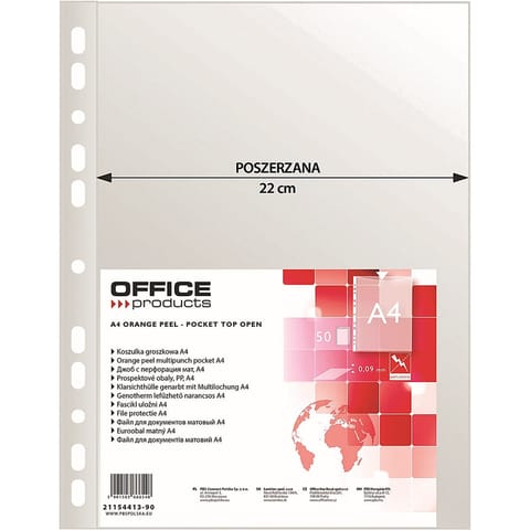 ⁨Koszulki Office Products A4/90µm poszerzane groszkowe (50)⁩ w sklepie Wasserman.eu