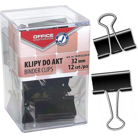 ⁨Klipy do dokumentów Office Products 32mm czarne (12)⁩ w sklepie Wasserman.eu