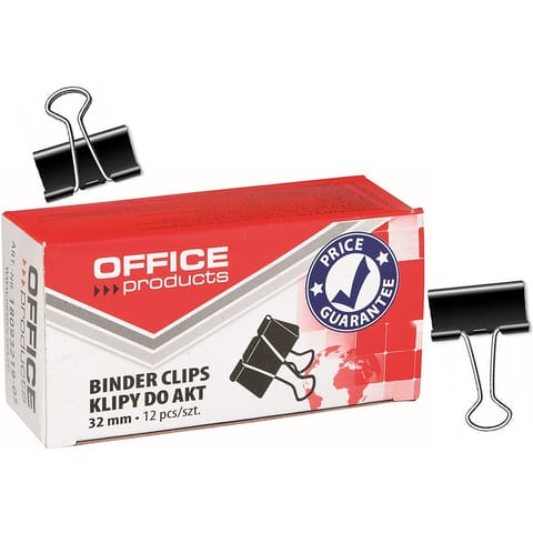 ⁨Klipy do dokumentów Office Products 32mm czarne (12)⁩ w sklepie Wasserman.eu