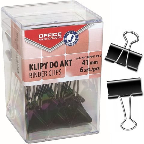 Klipy do dokumentów Office Products 41mm czarne (6) w sklepie Wasserman.eu