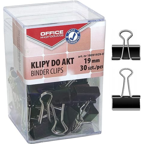 ⁨Klipy do dokumentów Office Products 19mm czarne (30)⁩ w sklepie Wasserman.eu