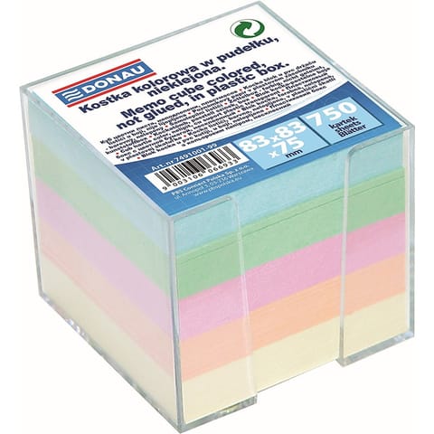 ⁨Kostka papierowa w pojemniku Donau 92x92x82mm nieklejona kolor⁩ w sklepie Wasserman.eu