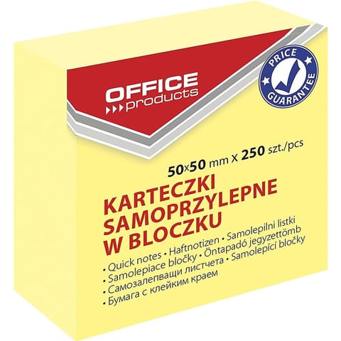 ⁨Karteczki Office Products 50x50mm pastel jasnożółte (250)⁩ w sklepie Wasserman.eu