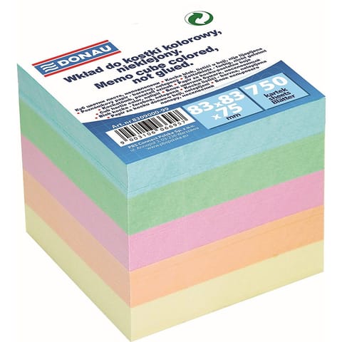 ⁨Kostka papierowa Donau 83x83x75mm nieklejona kolor⁩ w sklepie Wasserman.eu