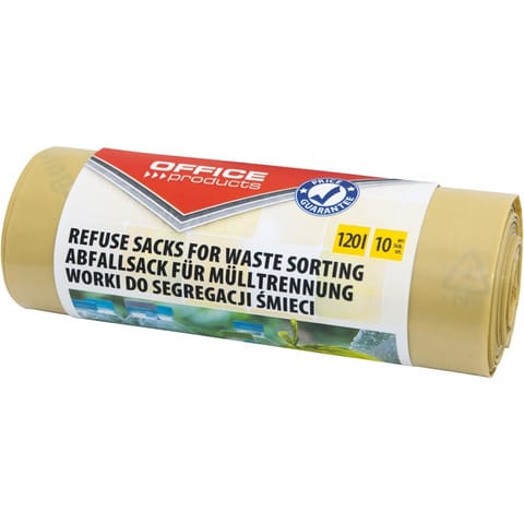 ⁨Worki na śmieci Office Products 120L LDPE żółte (10)⁩ w sklepie Wasserman.eu