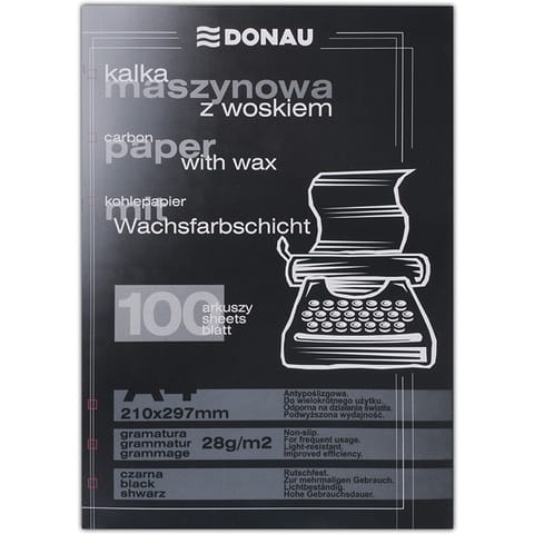 ⁨Kalka maszynowa Donau A4 z woskiem czarna (100)⁩ w sklepie Wasserman.eu