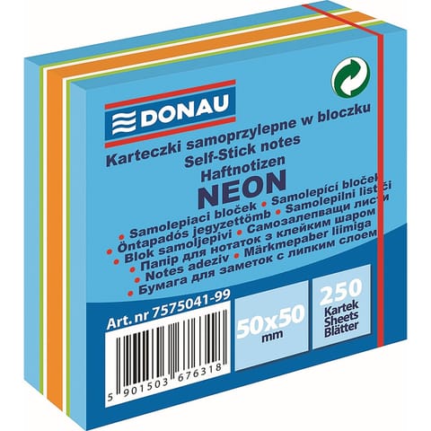 ⁨Karteczki Donau 50x50mm neon-pastel mix kolorów (250)⁩ w sklepie Wasserman.eu