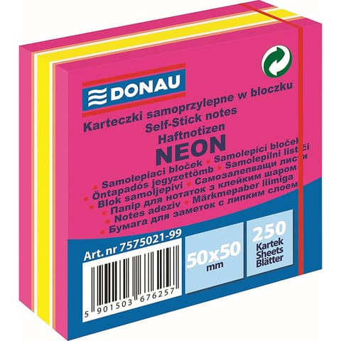 ⁨Karteczki Donau 50x50mm neon-pastel mix kolorów (250)⁩ w sklepie Wasserman.eu