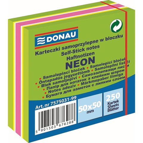 ⁨Karteczki Donau 50x50mm neon-pastel mix kolorów (250)⁩ w sklepie Wasserman.eu