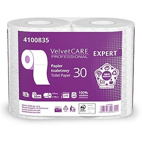 ⁨Papier toaletowy Velvet Care Expert 3w celuloza białe (4)⁩ w sklepie Wasserman.eu