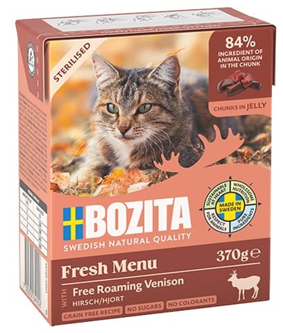 ⁨Bozita Sterilised z dziczyzną kawałki w galaretce kartonik 370g⁩ w sklepie Wasserman.eu