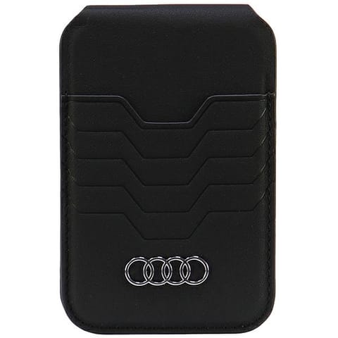 ⁨Audi Leather Wallet Card Slot Stand czarny/black MagSafe AU-MSCH-GT/D3-BK⁩ w sklepie Wasserman.eu