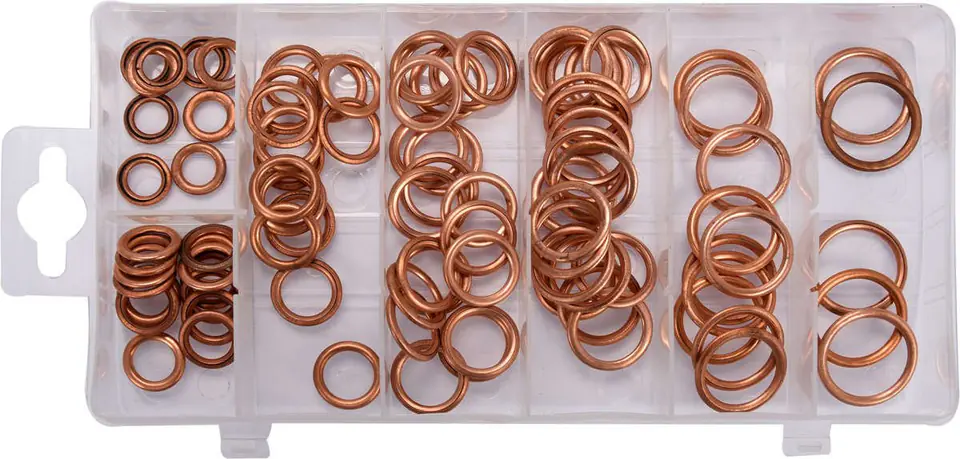 ⁨SET OF COPPER INFLATABLE WASHERS 95PCS,MIX SIZE⁩ at Wasserman.eu