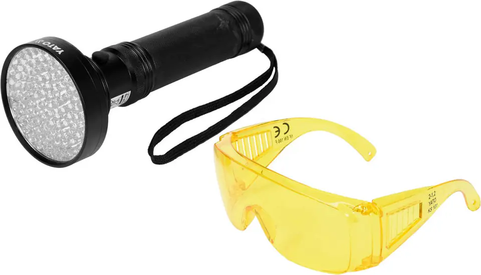 ZESTAW LATARKA UV 100 LED I OKULARY w sklepie Wasserman.eu
