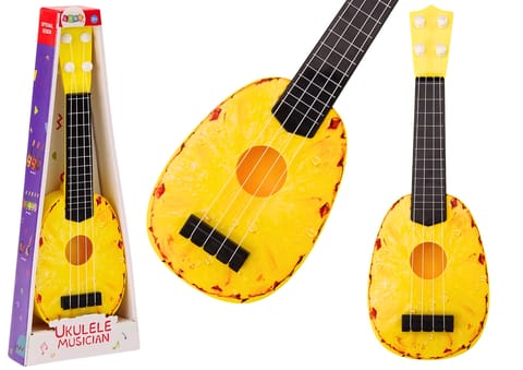 ⁨Ukulele Dla Dzieci Mini Gitara 4 Struny Motyw Ananasa Gitarka Żółta 15″⁩ w sklepie Wasserman.eu