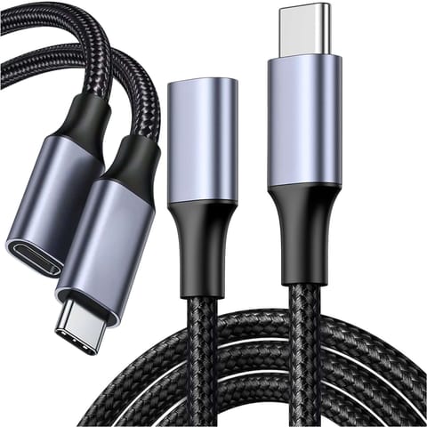 ⁨Kabel przedłużacz przedłużka USB-C typ C 3.1 Gen2 Thunderbolt 100W PD 10Gbs 4K 2M Adapter przewód nylon oplot mocny⁩ w sklepie Wasserman.eu