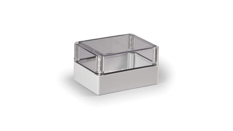 ⁨Obudowa Cubo S 125x175x100mm podstawa 50mm boki gładkie szare pokrywa przezroczysta IP67 ABS SABP131810T⁩ w sklepie Wasserman.eu