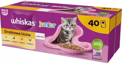 ⁨WHISKAS Mokra Karma dla kota Gal Junior Drób 40x85g⁩ w sklepie Wasserman.eu