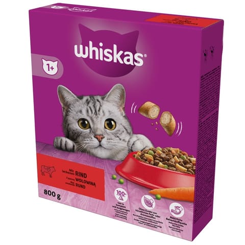 ⁨WHISKAS sucha karma dla kota Wołowina 800g⁩ w sklepie Wasserman.eu