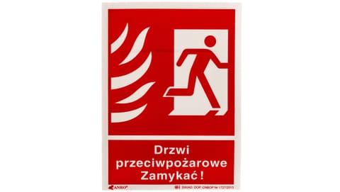 ⁨Samoprzylepna tabliczka ostrzegawcza /Drzwi przeciwpożarowe zamykać 150x205/ 30P/F1/FS⁩ w sklepie Wasserman.eu