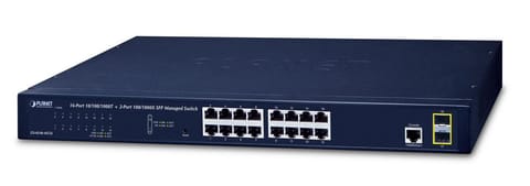 ⁨PLANET GS-4210-16T2S network switch Managed L2/L4 Gigabit Ethernet (10/100/1000) 1U Blue⁩ at Wasserman.eu