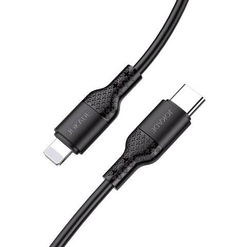 ⁨Kabel 1m 2.4A PD20W (USB-C - iPhone Lightning) Silikonowy Ładowanie i Transfer Danych Jokade Juzhuo (JA023) czarny⁩ w sklepie Wasserman.eu