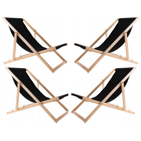 ⁨Zestaw 4 lezaków, czarnych, zmontowane, woodok⁩ w sklepie Wasserman.eu