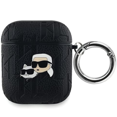 ⁨Karl Lagerfeld KLA2PGKCPK AirPods 1/2 cover czarny/black Monogram Karl & Choupette Head⁩ w sklepie Wasserman.eu