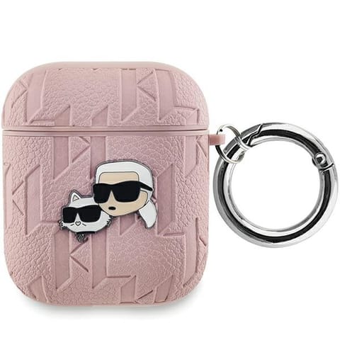 ⁨Karl Lagerfeld KLA2PGKCPP AirPods 1/2 cover różowy/pink Monogram Karl & Choupette Head⁩ w sklepie Wasserman.eu