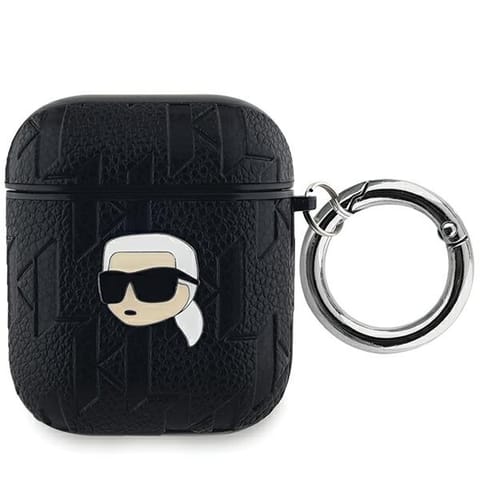 ⁨Karl Lagerfeld KLA2PGKIPK AirPods 1/2 cover czarny/black Monogram Karl Head⁩ w sklepie Wasserman.eu