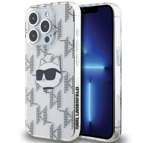 ⁨Karl Lagerfeld KLHCP15LHKLPCHT iPhone 15 Pro 6.1" transparent hardcase IML Choupette Head & Monogram⁩ w sklepie Wasserman.eu