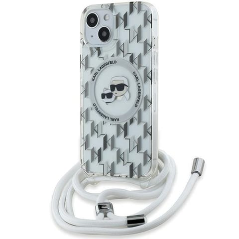 ⁨Karl Lagerfeld KLHMP15SHCKCKLCT iPhone 15 / 14 / 13 6.1" transparent hardcase IML Crossbody Monogram Karl & Choupette Head MagSafe⁩ w sklepie Wasserman.eu